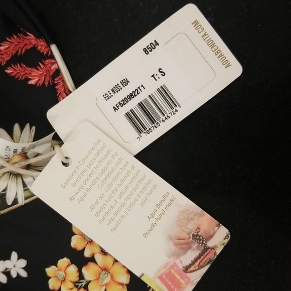 💕AGUA BENDITA💕 Egle Moss Bikini Bottoms ~ Black Floral Print Small S NWT - Picture 16 of 16